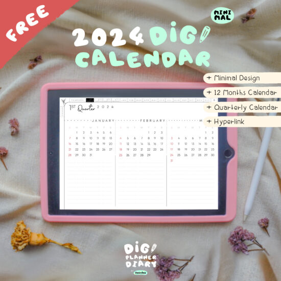 DiGi_Calendar . Minimal – Freebie 2024 with hyperlink
